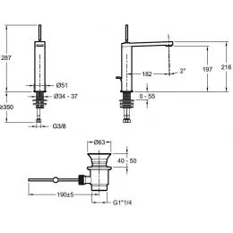 Смеситель для умывальника Composed поворотный излив, с донным клапаном E73053-CP Jacob Delafon
