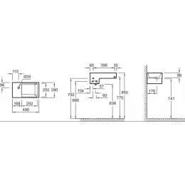 Подвесная раковина Terrace 49х28х8,8 см, 1 отверстие для смесителя, санфарфор EGA012-00 Jacob Delafon