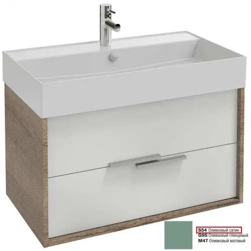 Модуль под раковину Vivienne 79,9х46х45,2 см, фасад оливковый сатин, корпус дуб табак, ручки хром EB1507-E52-S54 Jacob Delafon