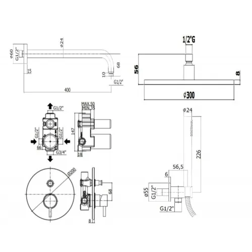 Комплект для душа PAFFONI Light KITLIG015HGKING