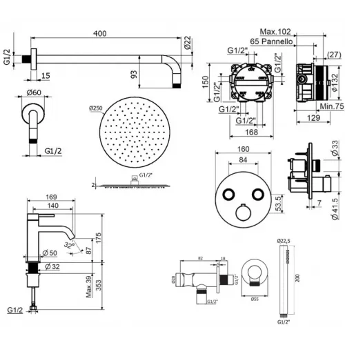 Комплект для душа Plumberia Selection PS BOX KITPSB02CR53