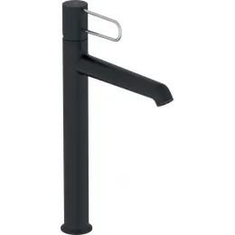 Высокий смеситель на столешницу Odeon Rive Gauche 33,2 см, ручка хром, чёрный цвет, неповоротный излив, без донного клапана E21031-CP-BL Jacob Delafon
