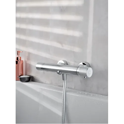 Настенный смеситель Rivoli с выходом на душ (без лейки), неповоротный излив, термостат E24325-CP Jacob Delafon