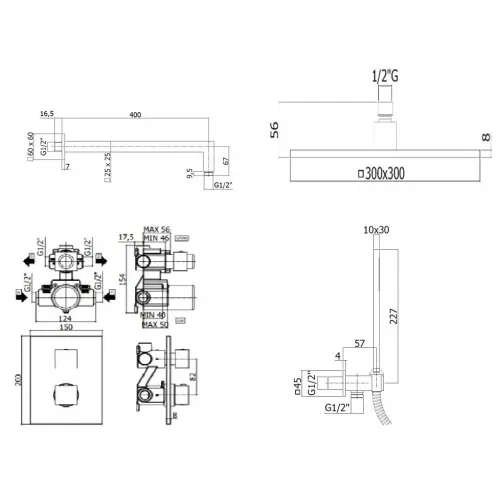 Комплект для душа PAFFONI Elle KITLEQ518CR/MKING