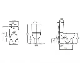 Унитаз-компакт Odeon Up 41х67 см, боковая подводка, горизонтальный выпуск, без сиденья 4956CK-00+E4708-00 Jacob Delafon