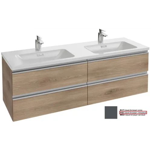 Модуль под раковину Vox 140х46х45,2 см, серый антрацит блестящий, с 4 ящиками, встроенные ручки EB2020-RA-442 Jacob Delafon