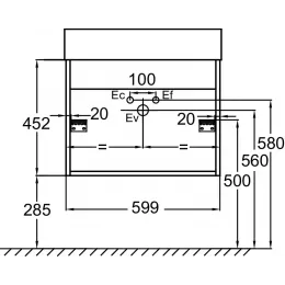Модуль под раковину Vivienne 60х46х45,2 см, фасад и корпус: белый меламин, ручки хром EB1506-N18-N18 Jacob Delafon