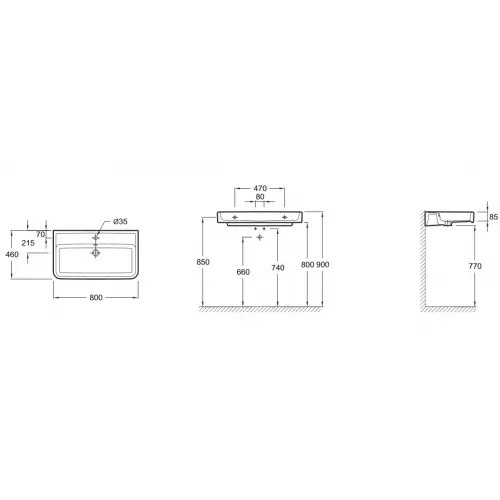 Подвесная раковина Replay 80х46х8,5 см, с 1 отверстием для смесителя, санфарфор E4490-00 Jacob Delafon