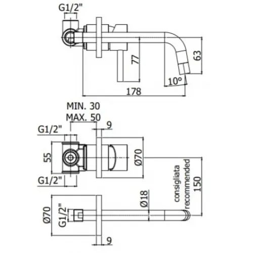 Смеситель для раковины Paffoni Light LIG006NO70