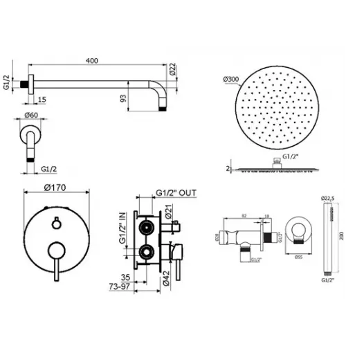 Комплект для душа Plumberia Selection IXO KITXO18CRKING