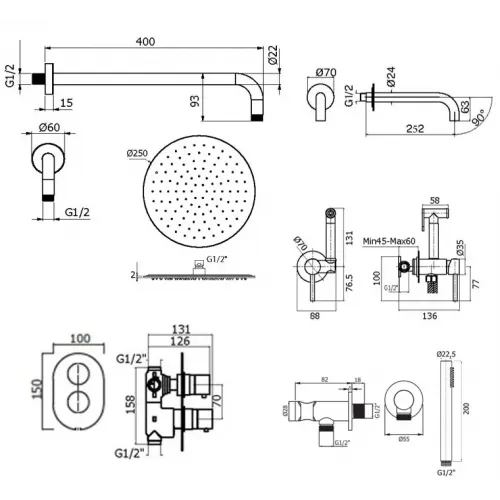 Комплект для ванны Plumberia Selection IXO KITZXOT19BO260