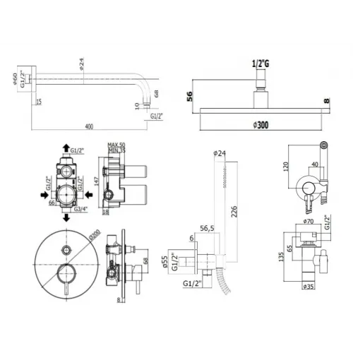 Комплект для душа PAFFONI Light KITZLIG015HGSPKING