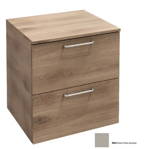 Тумба для ванной Odeon Rive Gauche 2 ящика, белая глина матовый, ручки хром, подвесной монтаж 60х51,5 см EB2547-R5-M84 Jacob Delafon