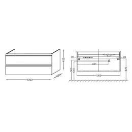 Модуль под раковину Vox 100х46х45,2 см, белый блестящий, 2 ящика, изогнутые ручки EB2075-R1-N18 Jacob Delafon