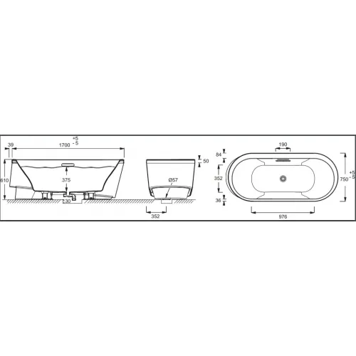 Акриловая ванна Evok 170х75 см, отдельностоящая, овальная 18347K-00 Jacob Delafon