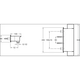 Настенный смеситель без излива Stance на два отверстия, без лейки, термостат E9104-CP Jacob Delafon