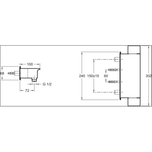 Настенный смеситель без излива Stance на два отверстия, без лейки, термостат E9104-CP Jacob Delafon