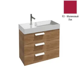 Модуль с раковиной Rythmik 80 см, малиновый блестящий, 3 выдвижных ящика, с 1 отверстием для смесителя, подвесной монтаж EXP112-Z-00+EB1308-R3 Jacob Delafon