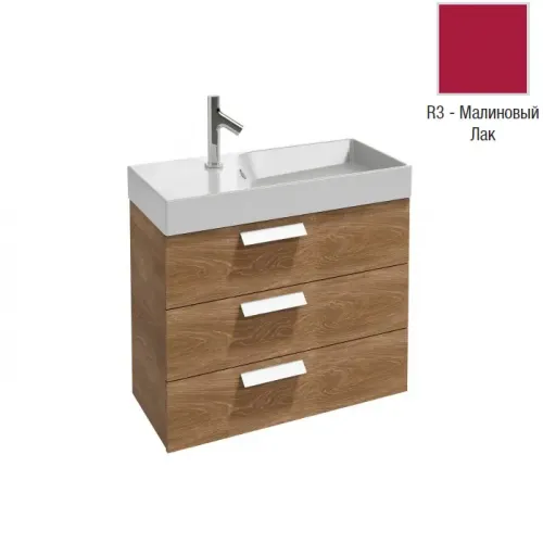 Модуль с раковиной Rythmik 80 см, малиновый блестящий, 3 выдвижных ящика, с 1 отверстием для смесителя, подвесной монтаж EXP112-Z-00+EB1308-R3 Jacob Delafon