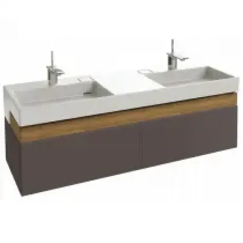 Модуль с раковиной Terrace 150 см, светло-коричневый блестящий, с подсветкой, 2 выдвижных ящика, подвесной монтаж, система push-to-open EXA9112-00+EB1189-G80 Jacob Delafon