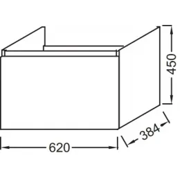 Модуль с раковиной Odeon Up 65 см, серый антрацит меламин, 1 выдвижной ящик, с левым крылом, подвесной монтаж E4758G-00+EB886-N14 Jacob Delafon