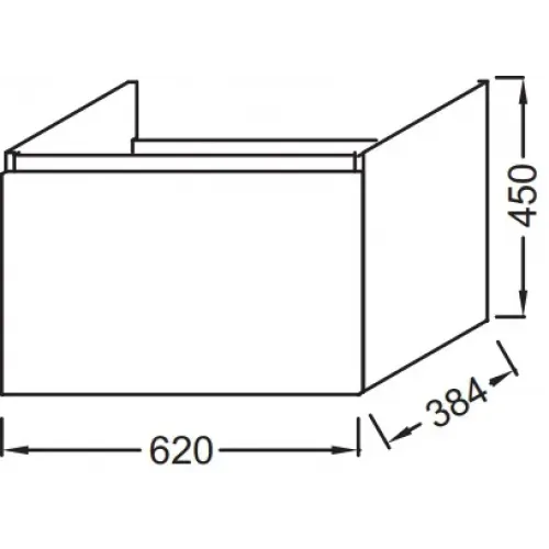 Модуль с раковиной Odeon Up 65 см, серый антрацит меламин, 1 выдвижной ящик, с левым крылом, подвесной монтаж E4758G-00+EB886-N14 Jacob Delafon