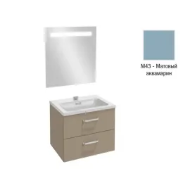 Комплект мебели для ванной Vox 60 см, матовый аквамарин, изогнутая ручка, 2 выдвижных ящика, с функцией анти-пар, с подсветкой, подвесной монтаж EB1411-NF+EXAF112-Z-00+EB2080-R1-M43 Jacob Delafon