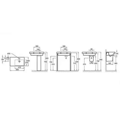 Подвесная раковина Odeon Up 65х40х14,5 см, с левым крылом, 1 отверстие для смесителя, санфарфор E4758G-00 Jacob Delafon