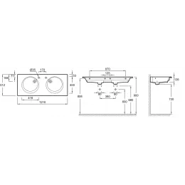 Мебельная раковина Odeon Rive Gauche 120х51,2 см EXAT112-Z-00 Jacob Delafon