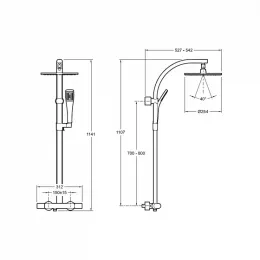 Душевая система без излива Talan 1 режим, 26 см, round, термостат, верхний душ, с лейкой E11717RU-CP Jacob Delafon