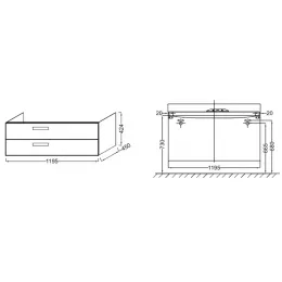 Модуль под раковину Rythmik 119,5х45х42,4 см, малиновый глянцевый, 2 выдвижных ящика EB1305-R3 Jacob Delafon