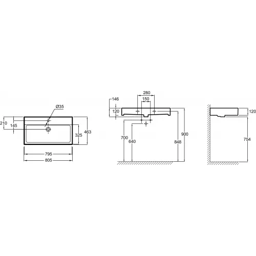 Подвесная раковина Vivienne 80,5х46,3х12 см, санфарфор EXBI112-00 Jacob Delafon