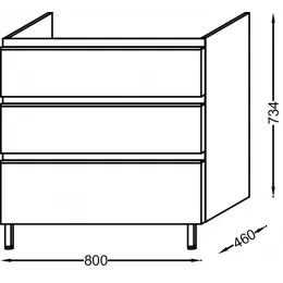 Модуль под раковину Vox 80х46х73,4 см, 3 ящика, темно-синий матовый EB2048-RA-M67 Jacob Delafon