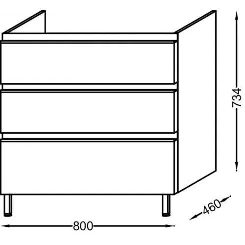 Модуль под раковину Vox 80х46х73,4 см, 3 ящика, темно-синий матовый EB2048-RA-M67 Jacob Delafon