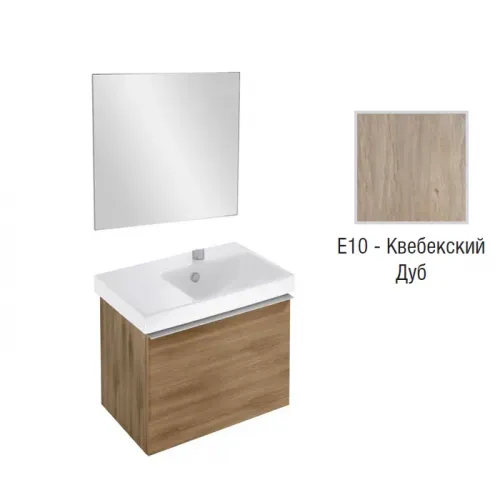 Комплект мебели для ванной Odeon Up 65 см, квебекский дуб, с левым крылом, 1 ящик, подвесной монтаж E4758G-00+EB1080-NF+EB886-E10 Jacob Delafon