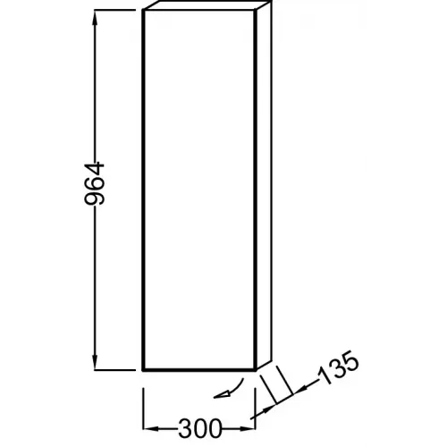 Шкаф Rythmik 30х13,5х96,4 см, белый глянцевый, 2 стеклянные полки, 1 встроенная, шарниры слева EB1058G-N18 Jacob Delafon