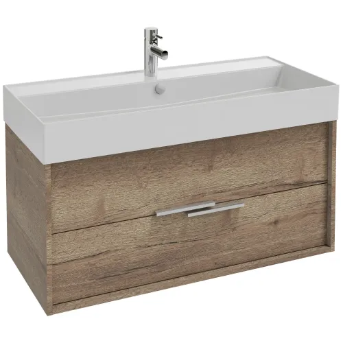 Модуль под раковину Vivienne 100х46х45 см, фасад и корпус: дуб табак, ручки отдельно EB1585-E52-E52 Jacob Delafon