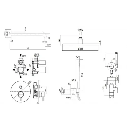 Комплект для душа PAFFONI Light KITZLIG015HGKING
