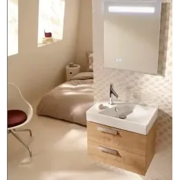 Комплект мебели для ванной Formilia Rythmik 60 см, квебекский дуб, с подсветкой, подвесной монтаж EXQ112-Z-00+EB1411-NF+EB1301-E10 Jacob Delafon