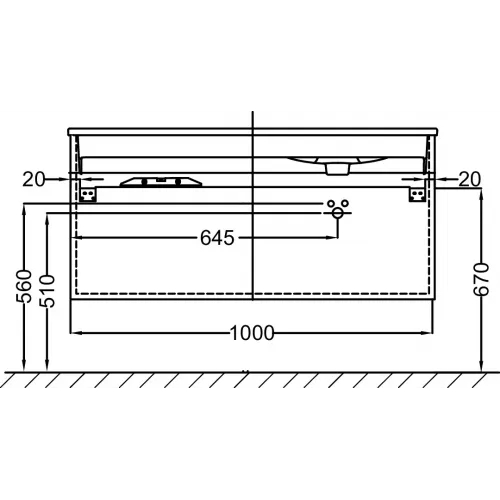 Модуль под раковину Vox 100х46х45,2 см, раковина слева, 2 ящика, серый антрацит глянцевый, изогнутая ручка EB2075-R1-442 Jacob Delafon
