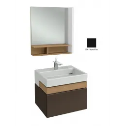 Комплект мебели для ванной Terrace 60 см, черный лак, 2 ящика, с полочкой, подвесной монтаж, с подсветкой EXE112-00+EB1180D-NF+EB1185-274 Jacob Delafon