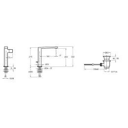 Смеситель для умывальника Composed титан, излив 181 мм, неповоротный излив, с донным клапаном E73159-TT Jacob Delafon