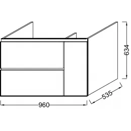 Модуль под раковину Soprano 96х53,5х63,4 см, 2 ящика + 1 вертикальный ящик, медный бетон EB1334-N28 Jacob Delafon