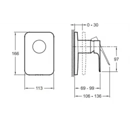 Лицевая часть встраиваемого смесителя Aleo 1 функция E98706-CP Jacob Delafon