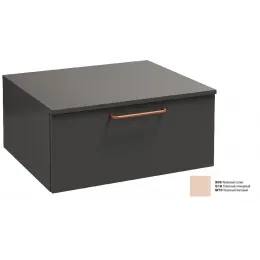 Тумба для ванной Odeon Rive Gauche 1 ящик, телесный матовый, ручка медь, подвесной монтаж 60х51,5 см EB2537-R7-M70 Jacob Delafon