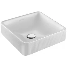 Накладная раковина Vox 40х40х13,5 см, рисунок лозоплетение, отверстие перелива в передней части, санфарфор EVG102-PT3 Jacob Delafon