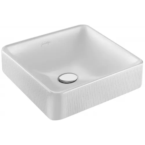 Накладная раковина Vox 40х40х13,5 см, рисунок лозоплетение, отверстие перелива в передней части, санфарфор EVG102-PT3 Jacob Delafon