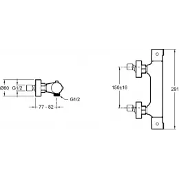 Настенный смеситель без излива Brive без лейки, термостат E24334-CP Jacob Delafon