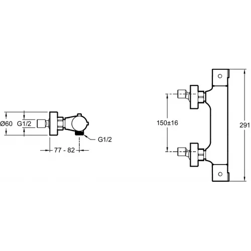 Настенный смеситель без излива Brive без лейки, термостат E24334-CP Jacob Delafon