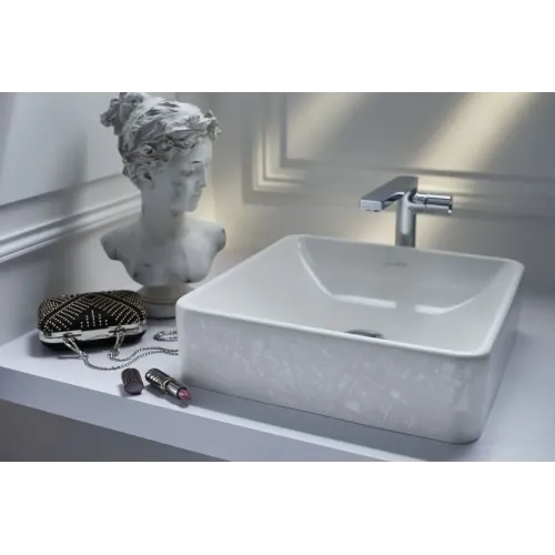 Накладная раковина Vox 40х40х13,5 см, карта парижа, отверстие перелива в передней части, санфарфор EVG102-PT5 Jacob Delafon